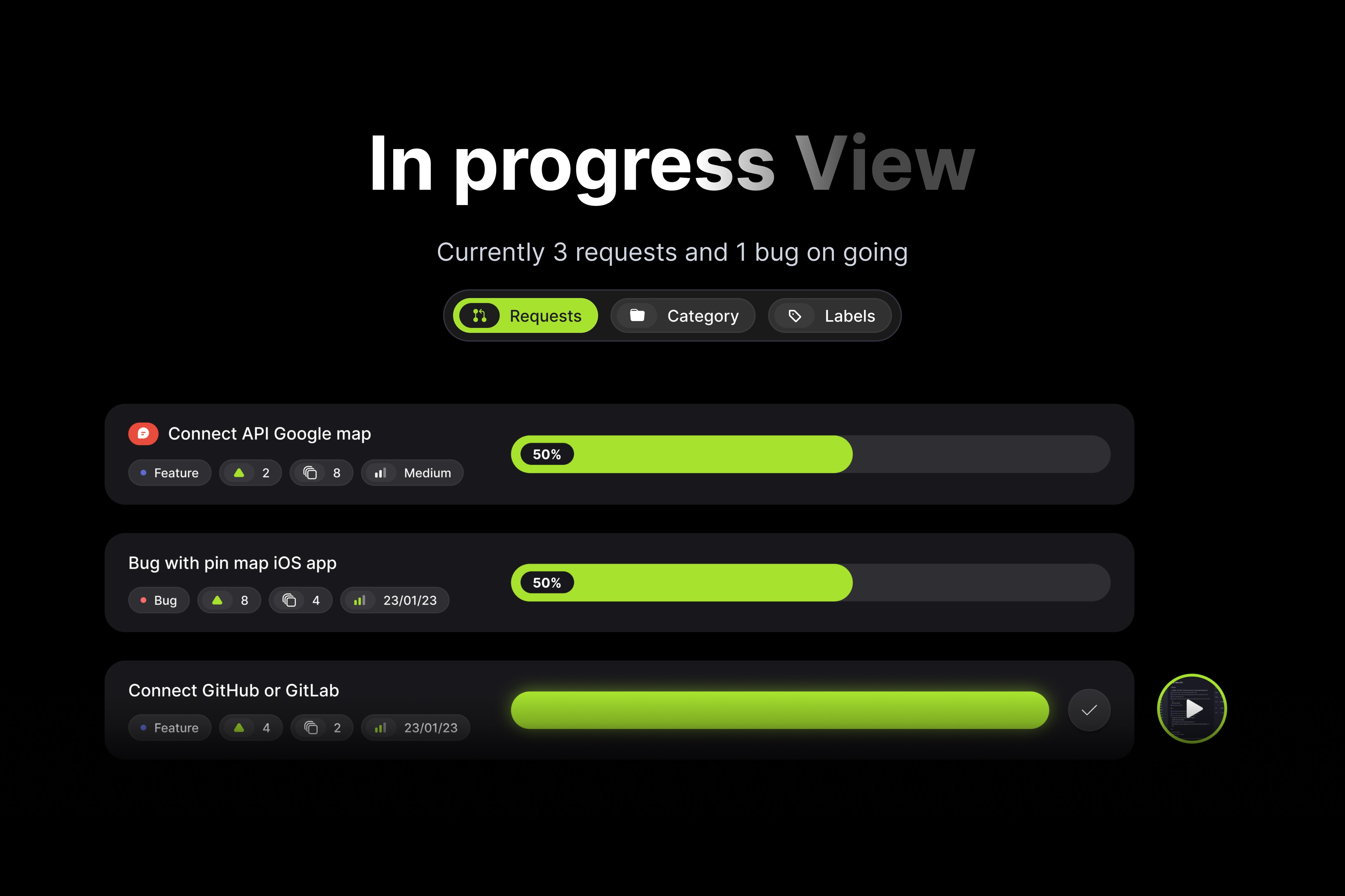 In-progress view from SteelSync on top of Linear