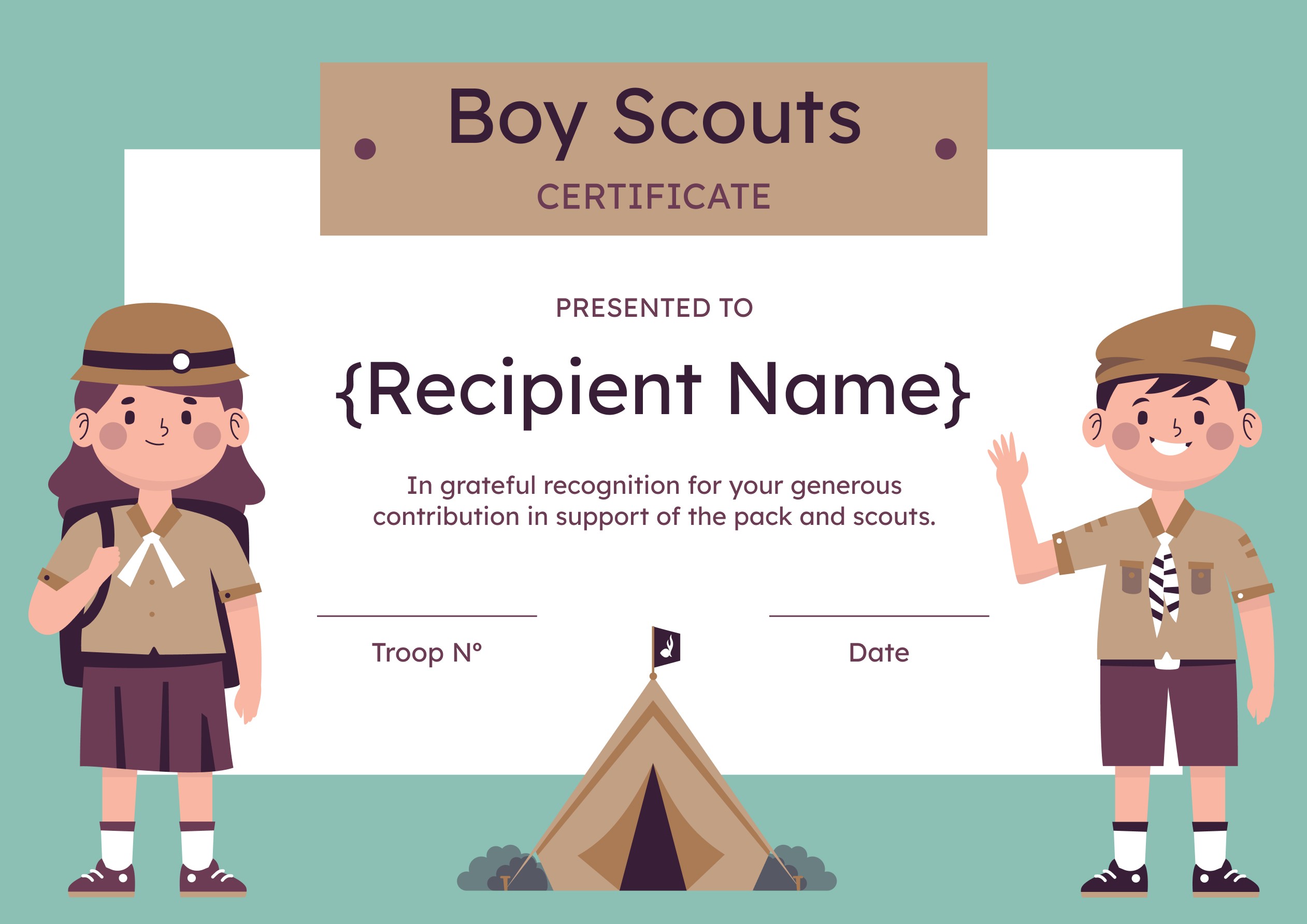 Wauld - Playful and animated boy scouts certificate template