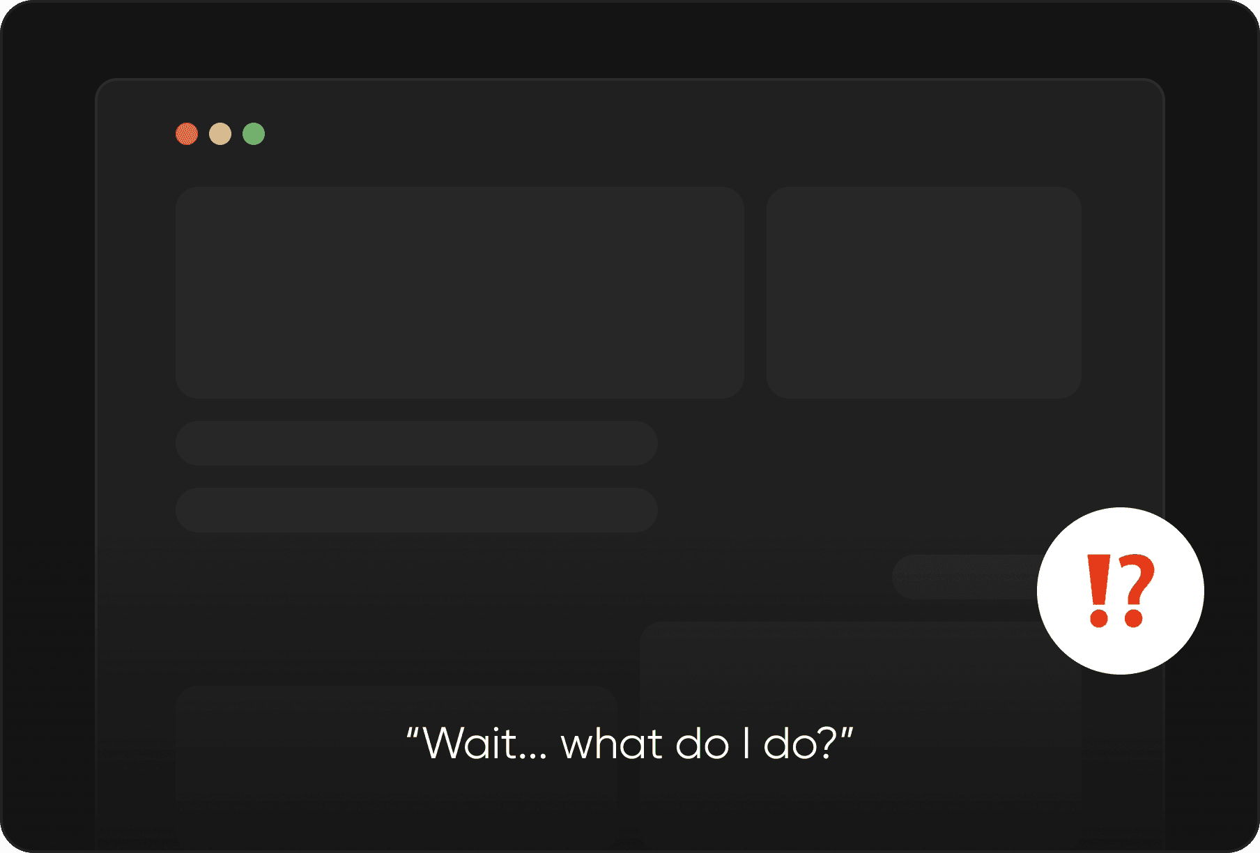 Illustration showing a good-looking product that leaves users confused
