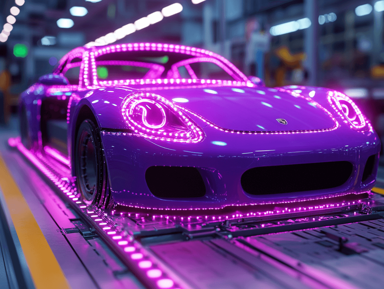 Rennwagen auf Produktionsband