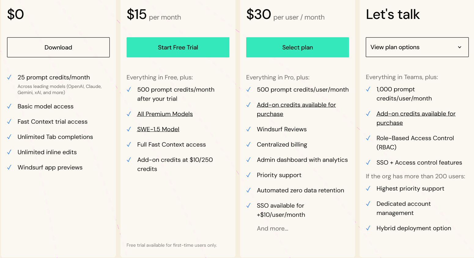 Windsurf Pricing & Plans