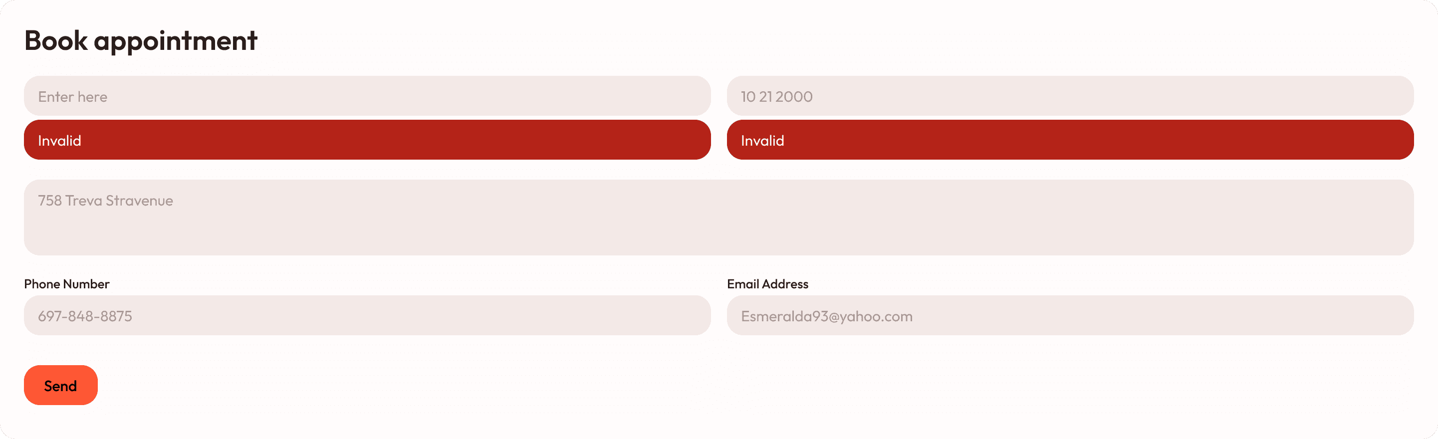 Example of a poorly structured form with unclear fields and unhelpful error messages that increase user frustration.