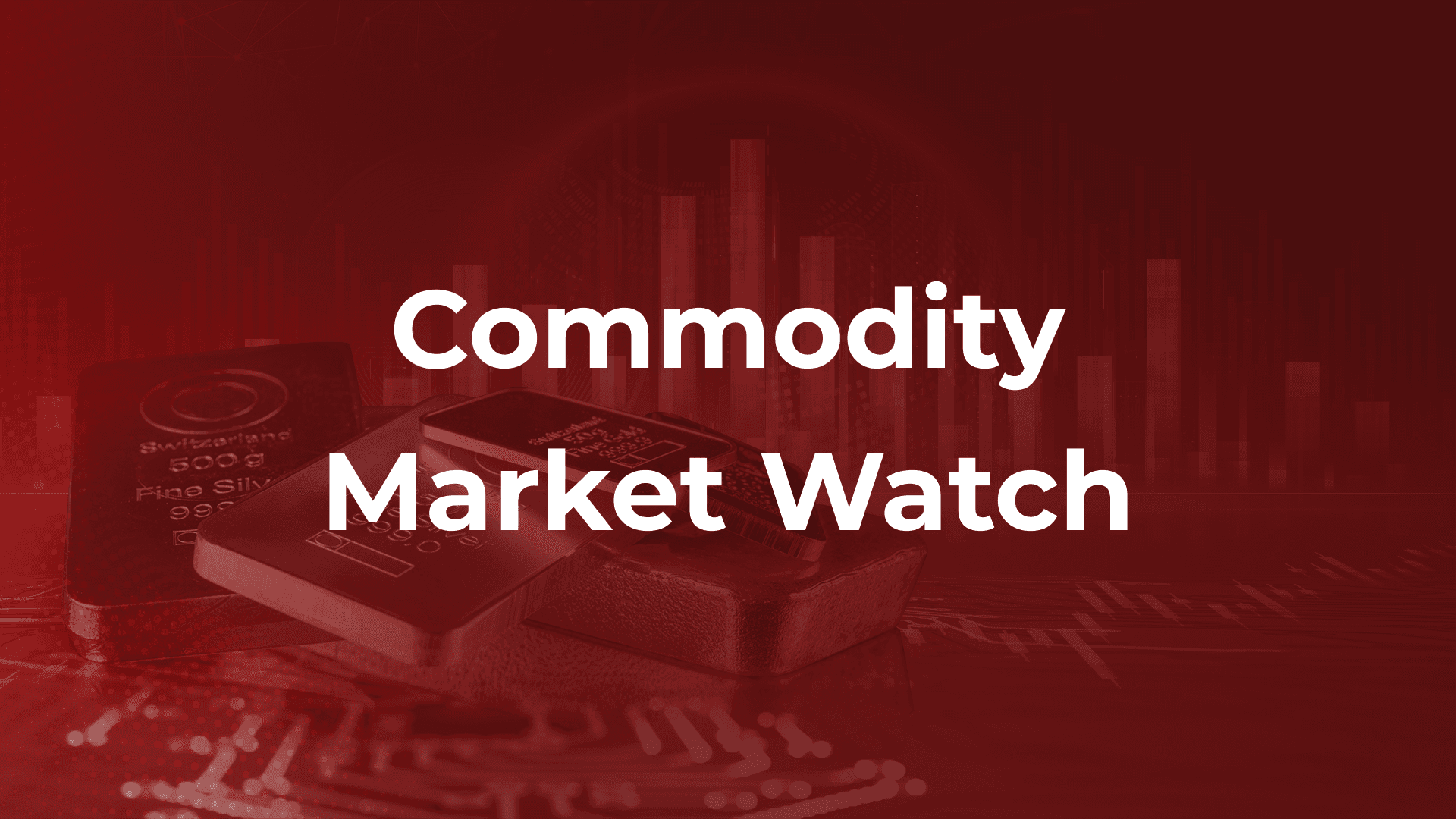 Tittle 'commodity market watch' and as a background the image of gold bars, representing the AI trading market and the commodities news.