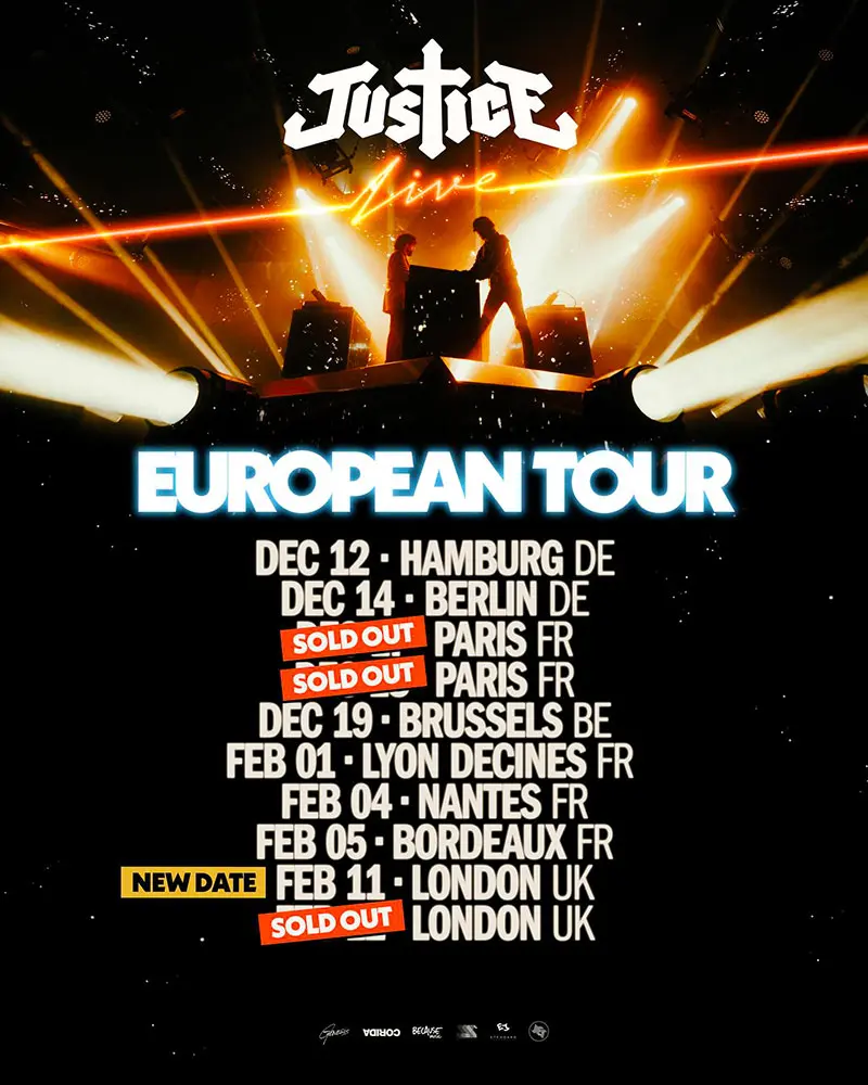 Justice 2025 european Tour poster.