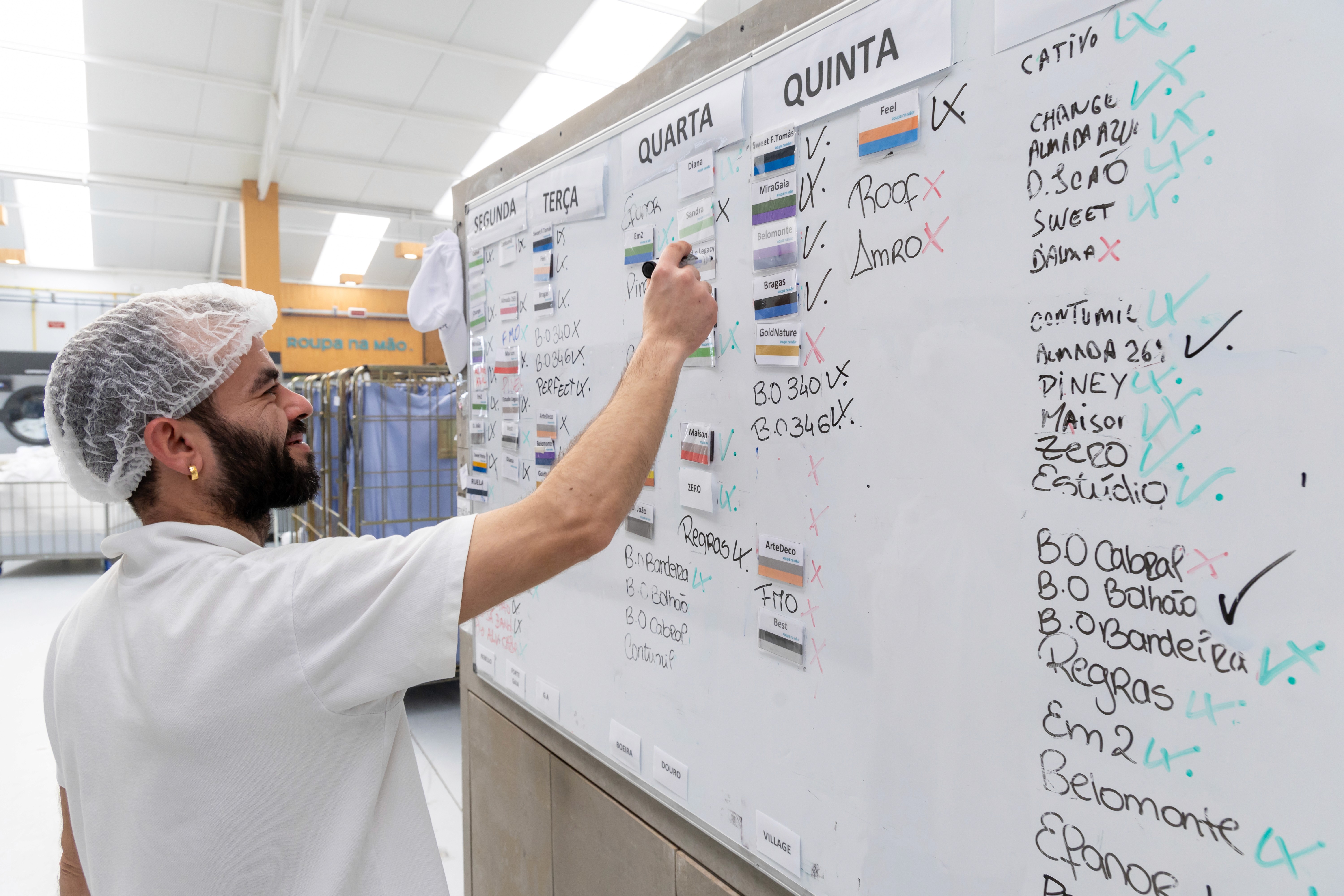 man drawing on dry-erase board