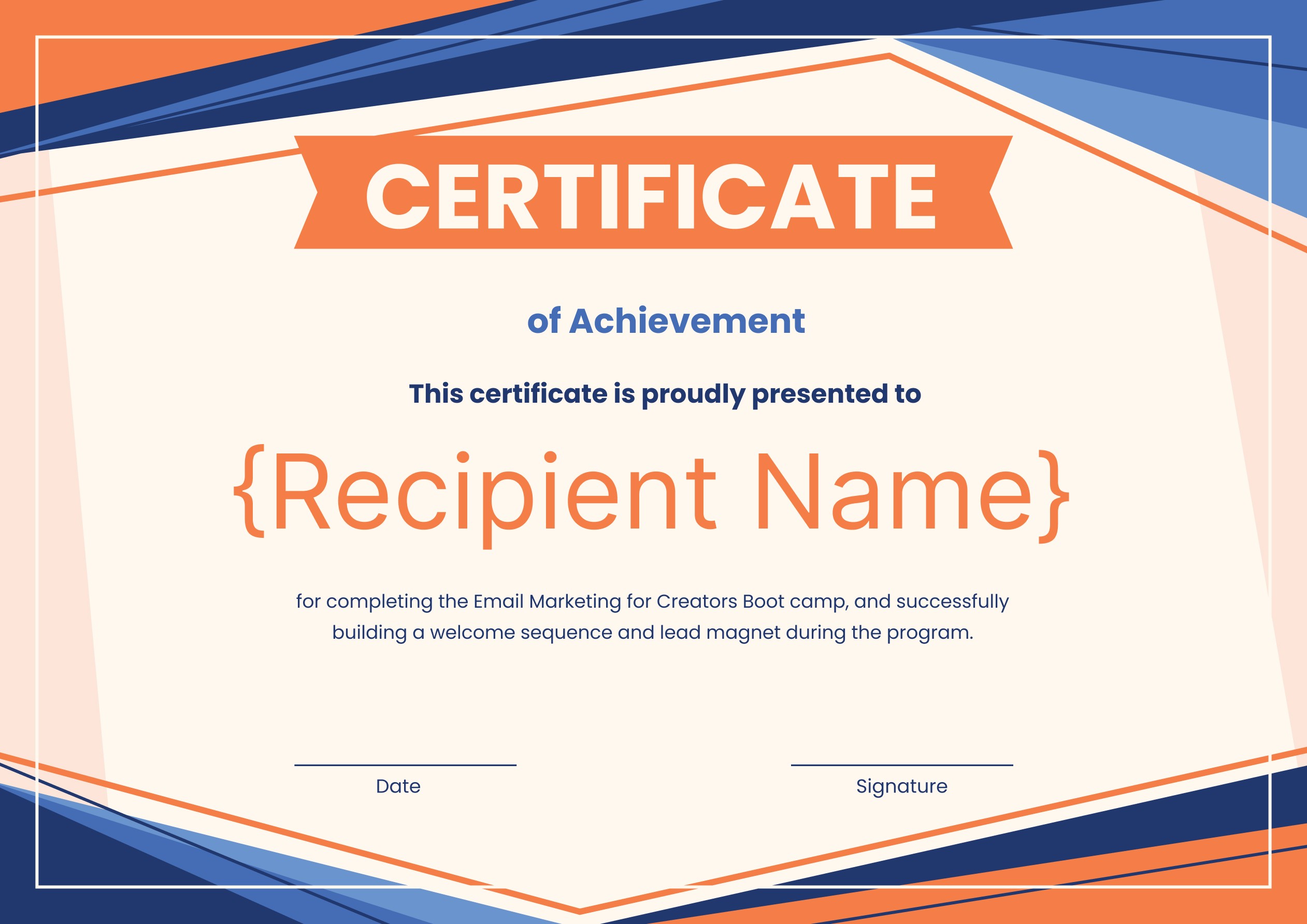 Wauld - Modern and stylish certificate of achievement template
