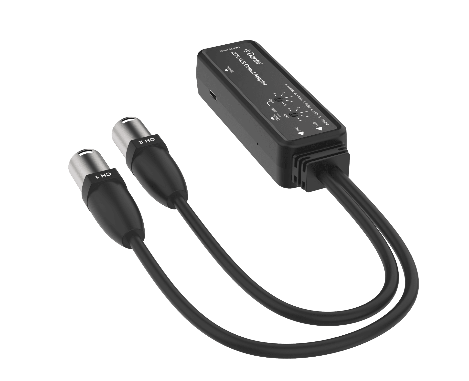 Dante 2CH XLR Output Adapter with cables