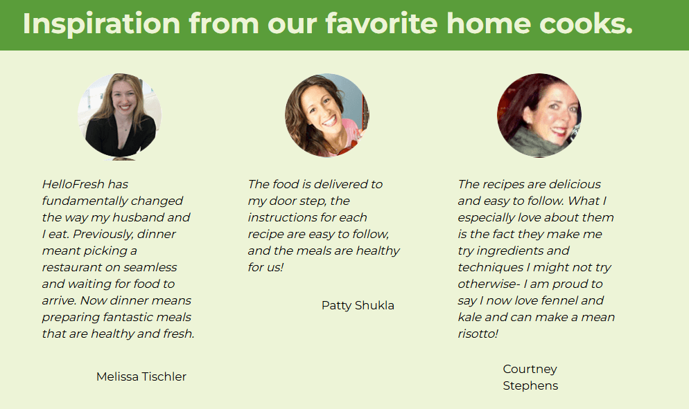 customer testimonials of hello fresh