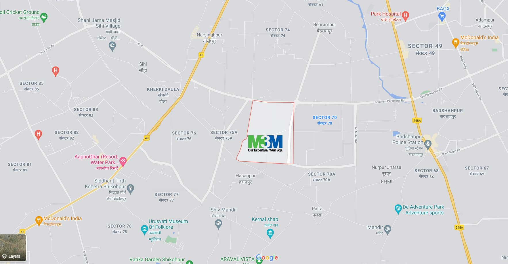 M3M Sector 75 location map