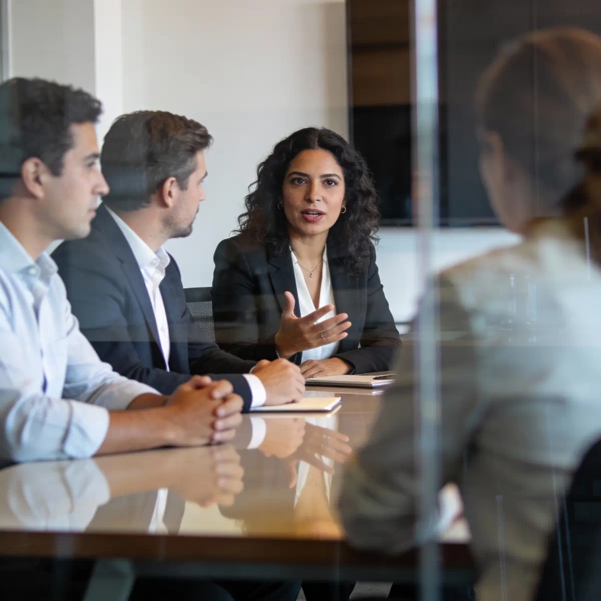 Business unit manager houdt overzicht op commerciële voortgang en pipeline in een teamoverleg.