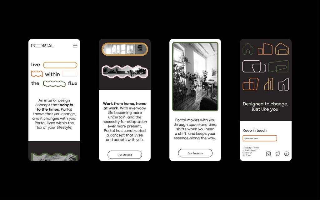 4 app screens for an interior designapp