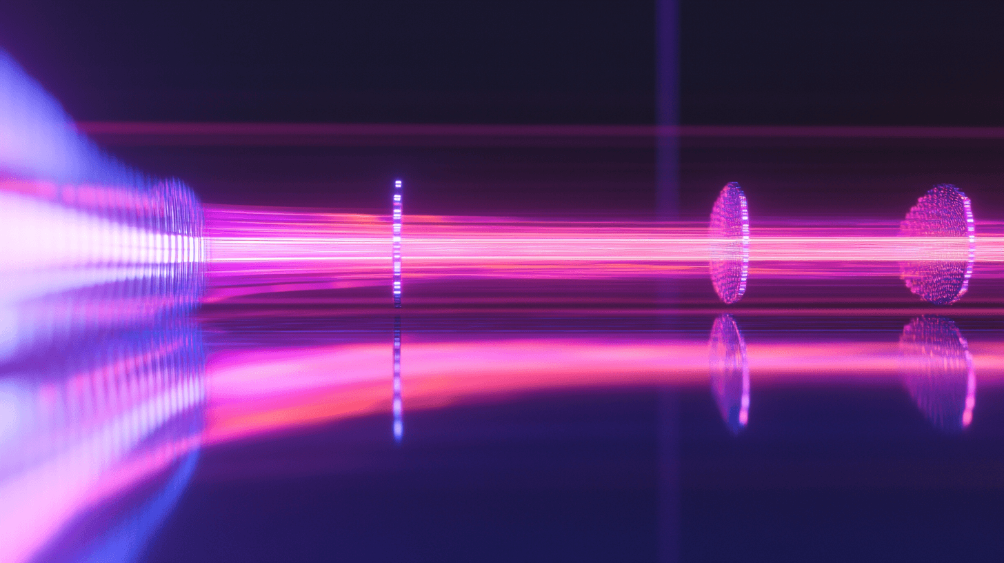 Futuristic fiber optic network with pulsing light waves and abstract transceivers