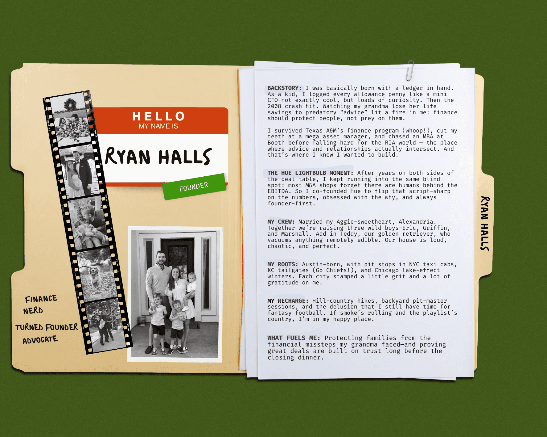 Ryan Halls, founder of Hue Partners Bio and Background