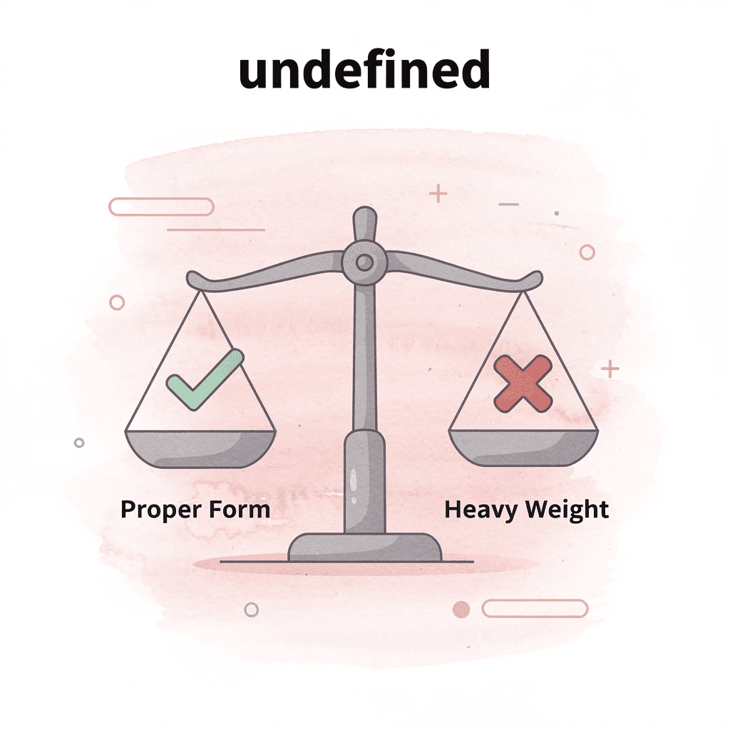 Balance scale comparing proper form versus heavy weight in postpartum exercise