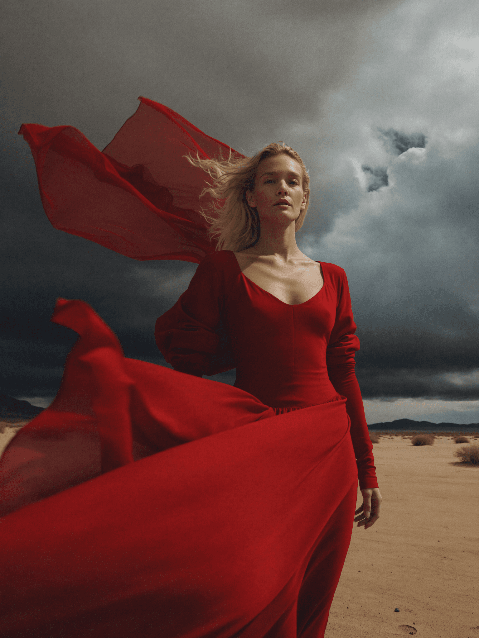Mia Wald on a Fashion Editorial on the desert 