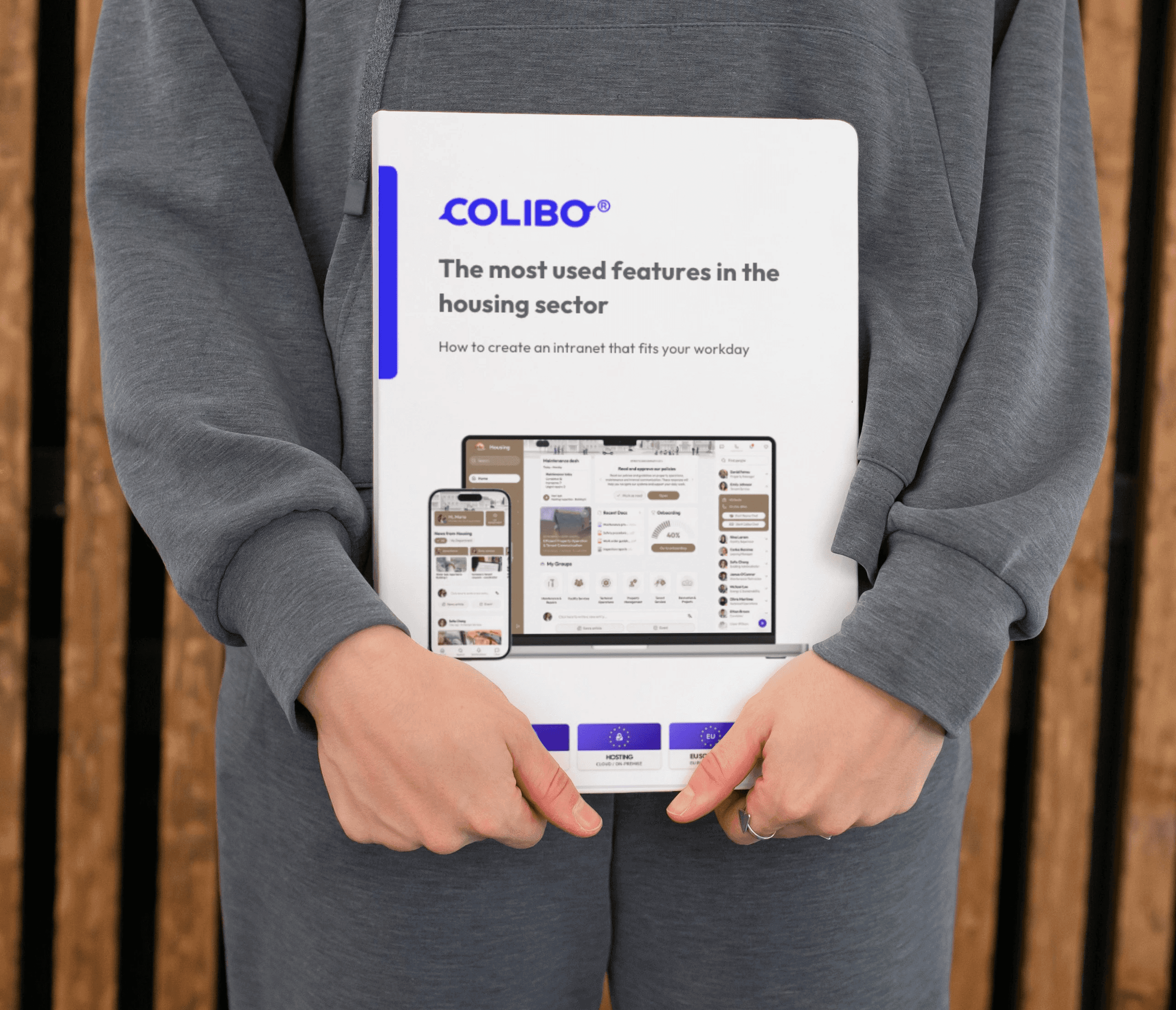 Skærmbillede af Colibo intranet på PC pg mobil