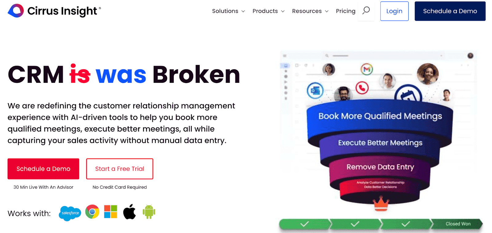 Home page screenshot of Cirrus Insight