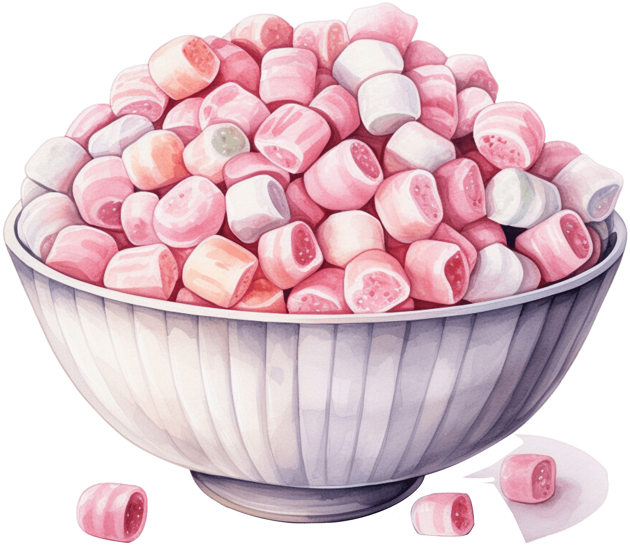 bowl of pink candy