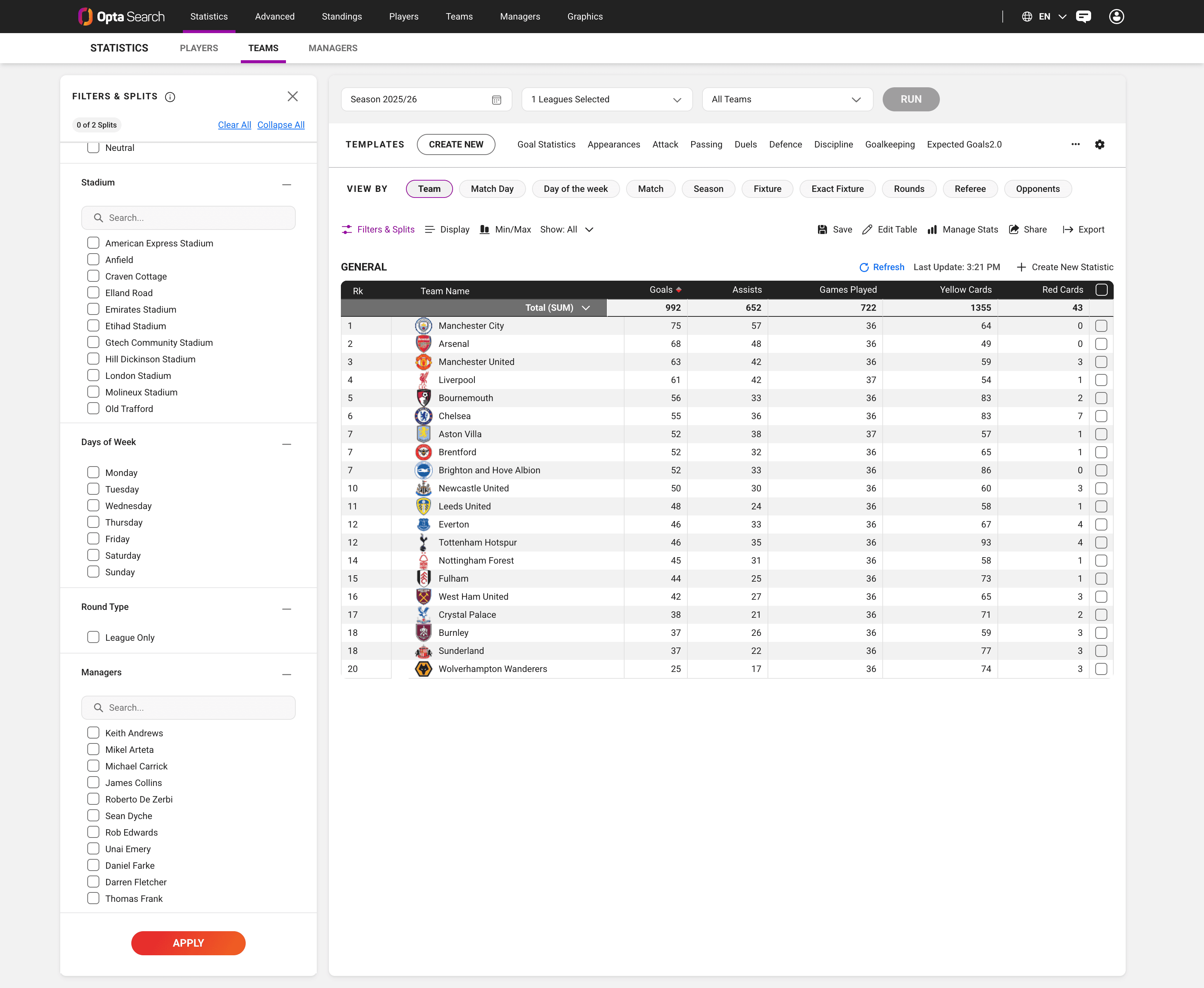 Updated Opta Search