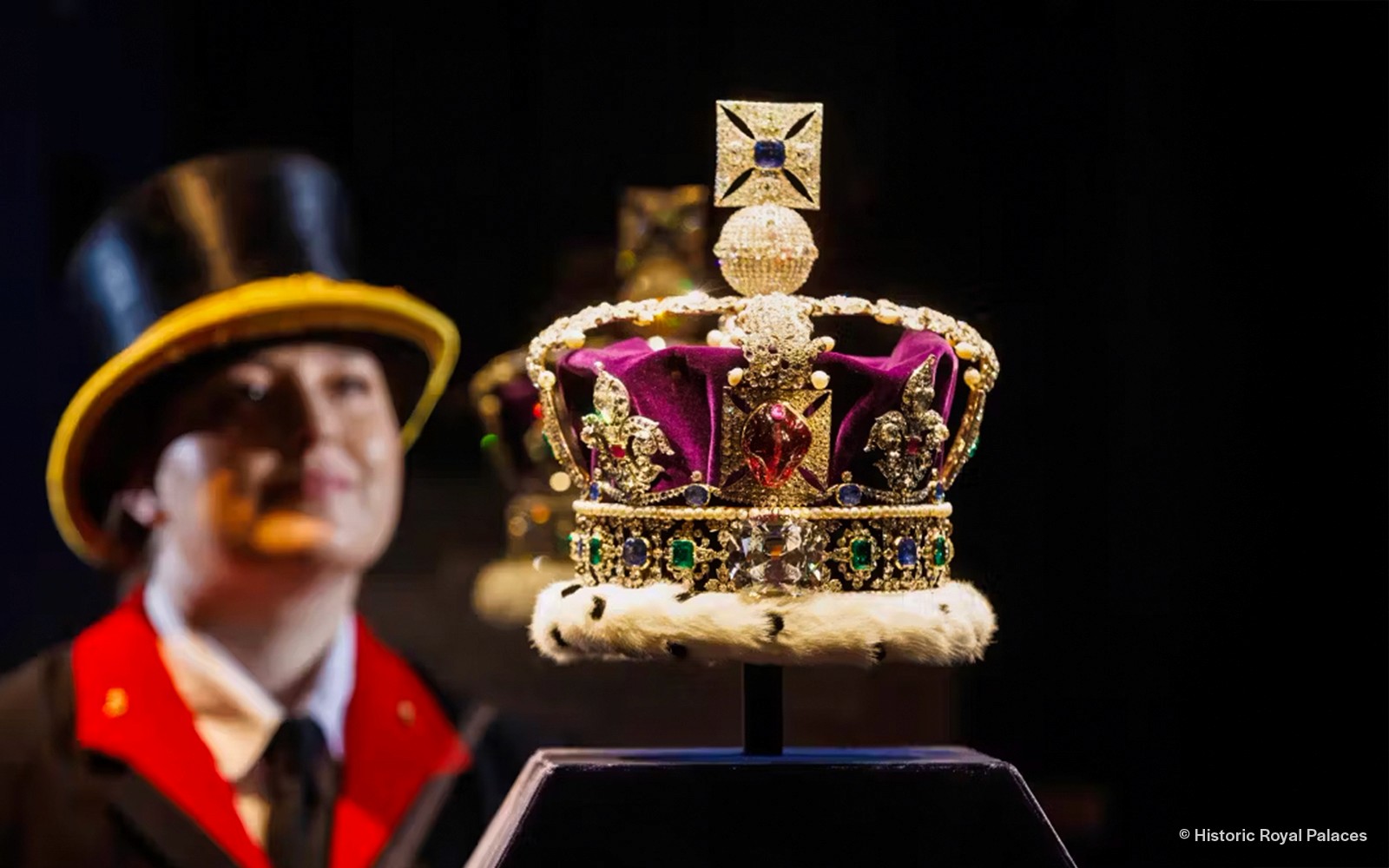 Crown Jewels on display at Tower of London exhibition.