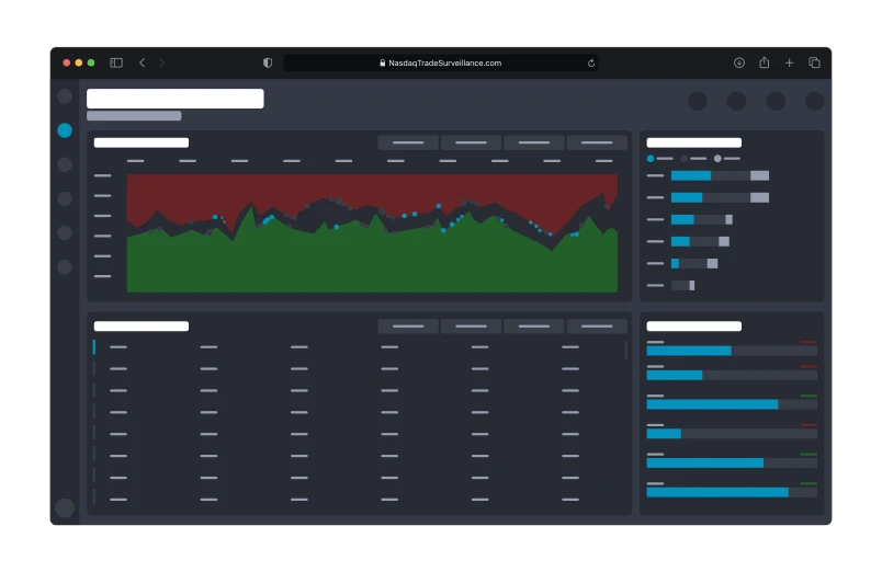Abstract visual representing a trade surveillance platform and complex market activity.