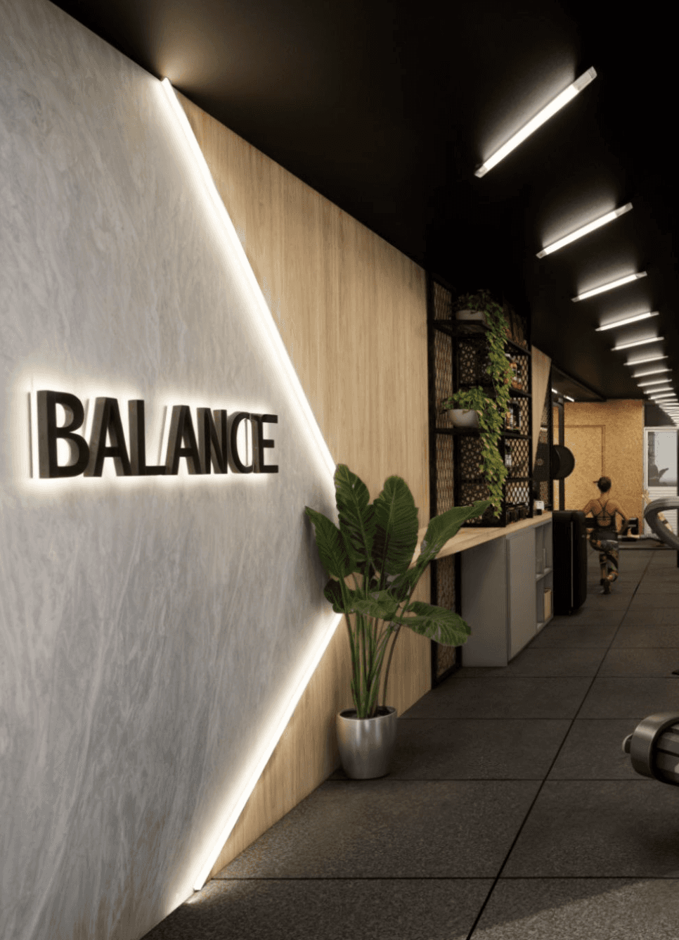 Backllit sign for fitness studio