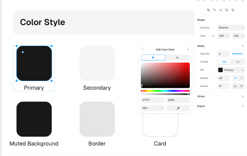 Set Your Color Styles (Framer Dark Mode)
