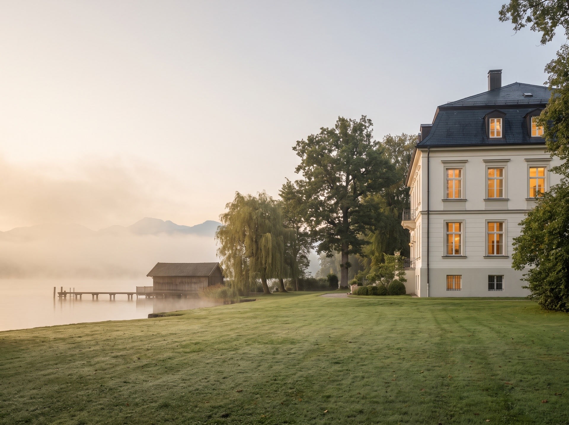 Seevilla im Morgenlicht