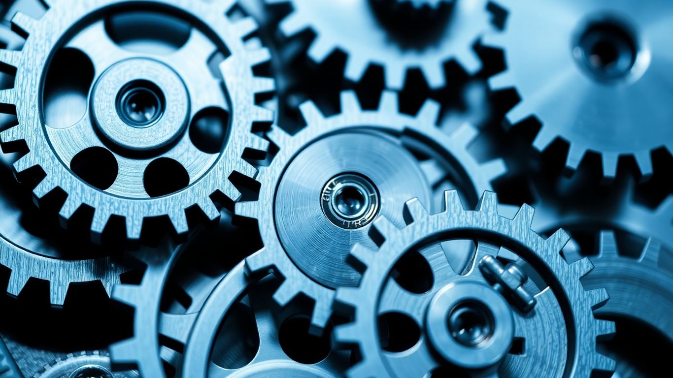 Intricate clockwork gears interlocking with precision.