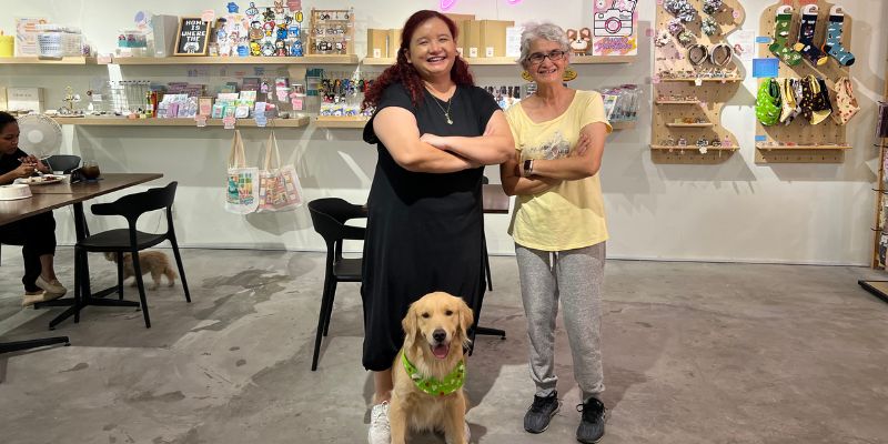 Stephanie with her mum and dog at Kozie Krafts