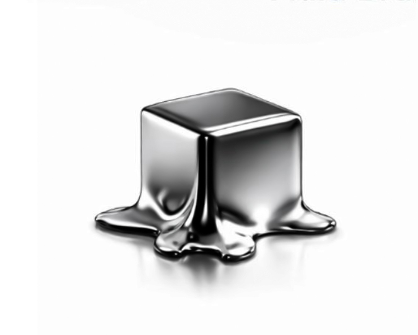 Chrome gradient cube with rounded edges on a white background—minimal 3D object for modern product design.