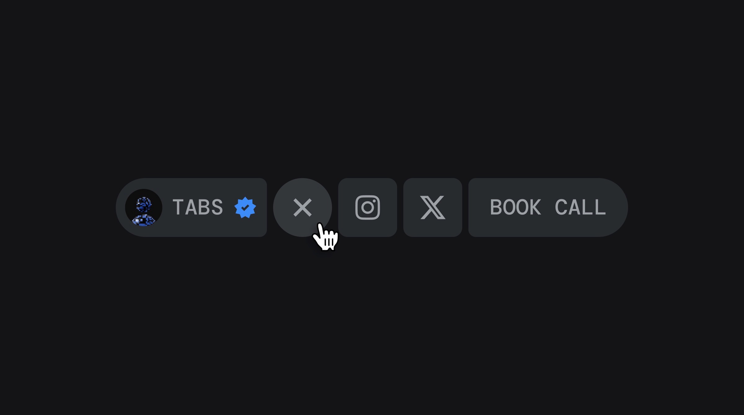 Tab navigation with interactive icons and hover effects