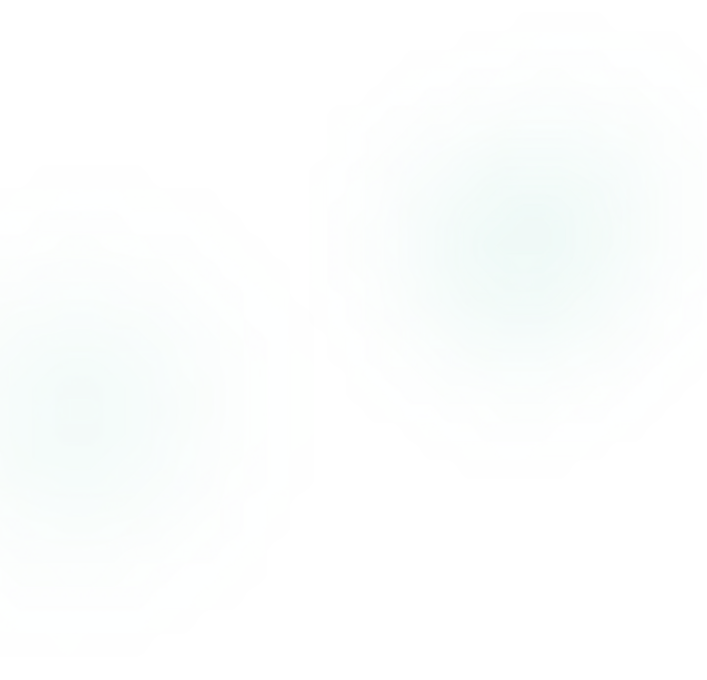 Two teal octagons with lime green and cyan outlines.