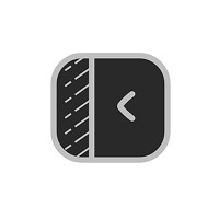 Back button icon with a striped left half and dark right half.