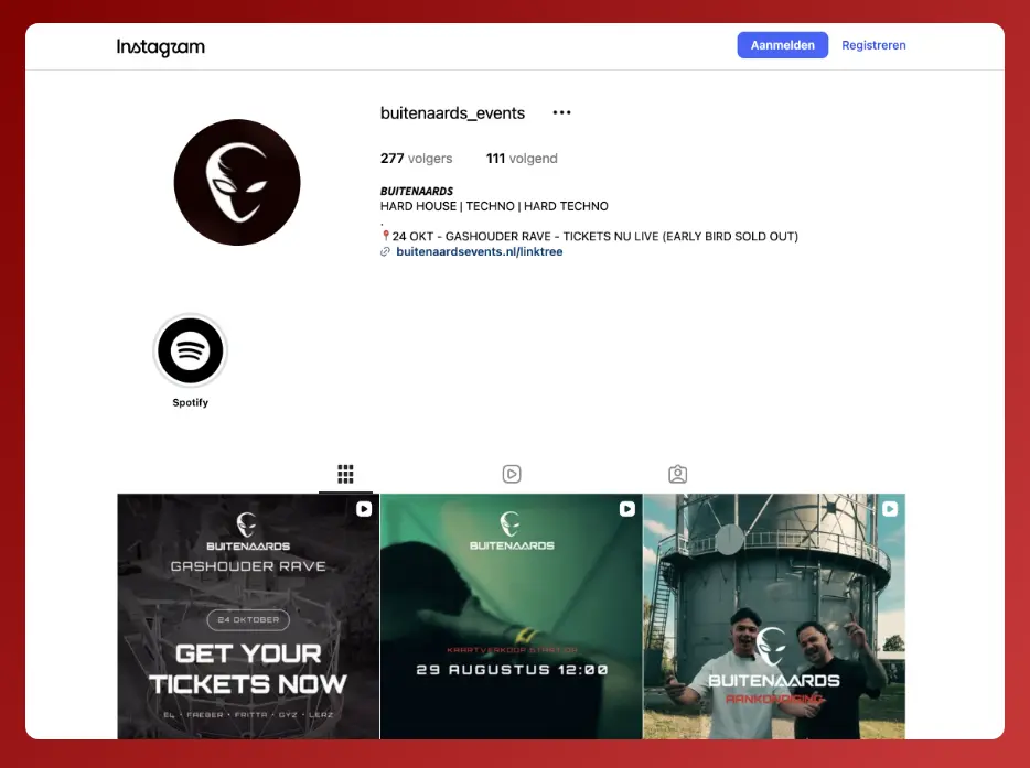 Buitenaards Instagram klantcase