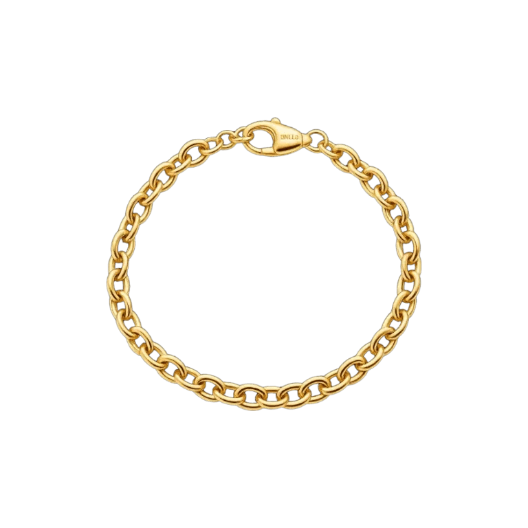 Gold chain bracelet on a white background