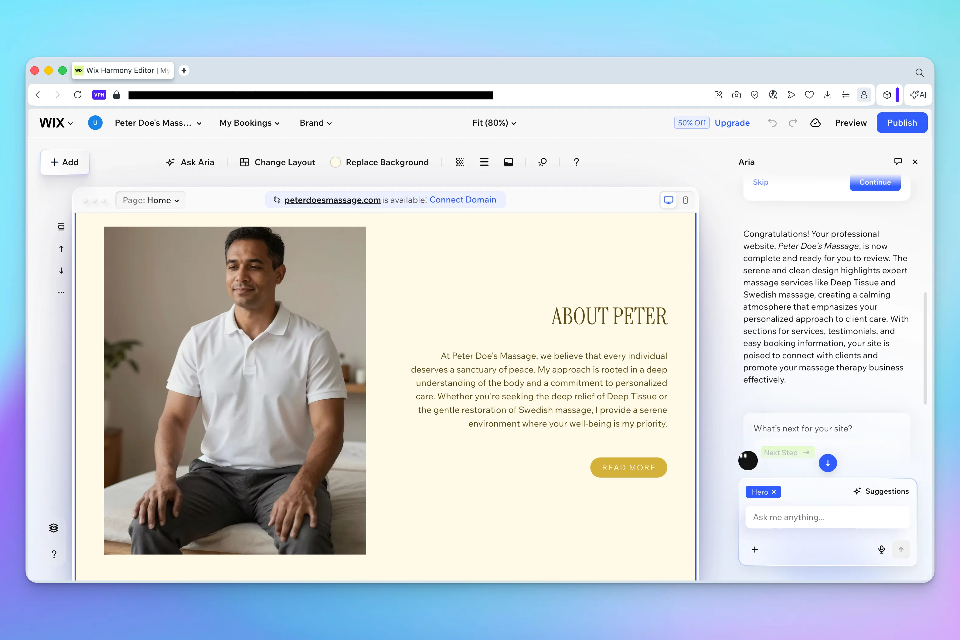 Wix website "About" section - with a picture of a man... who is not me