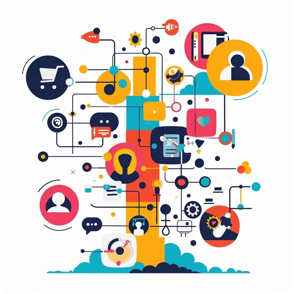 Diagram showing content pillars: educational, inspirational, promotional, and user-generated content