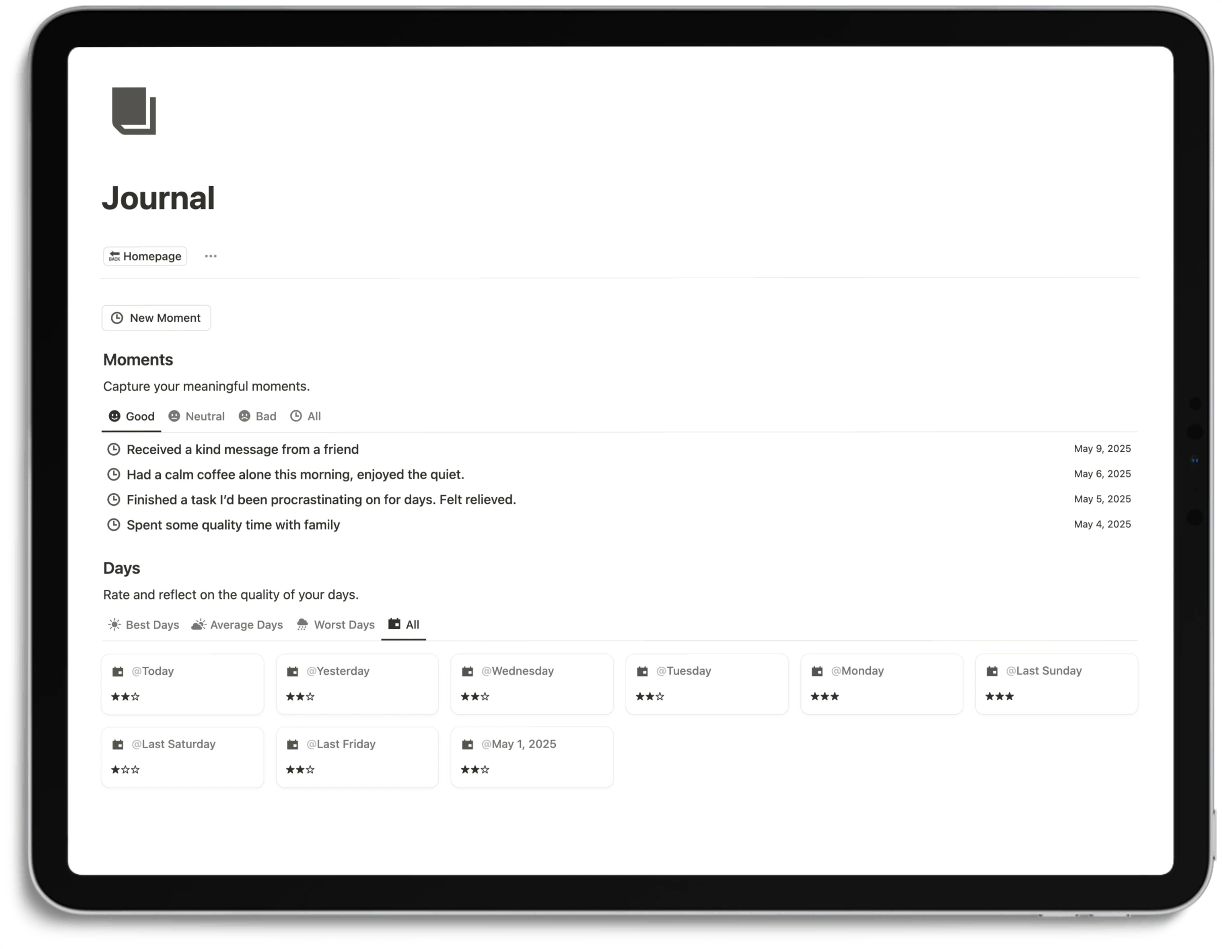 Notion Life Planner - Journal