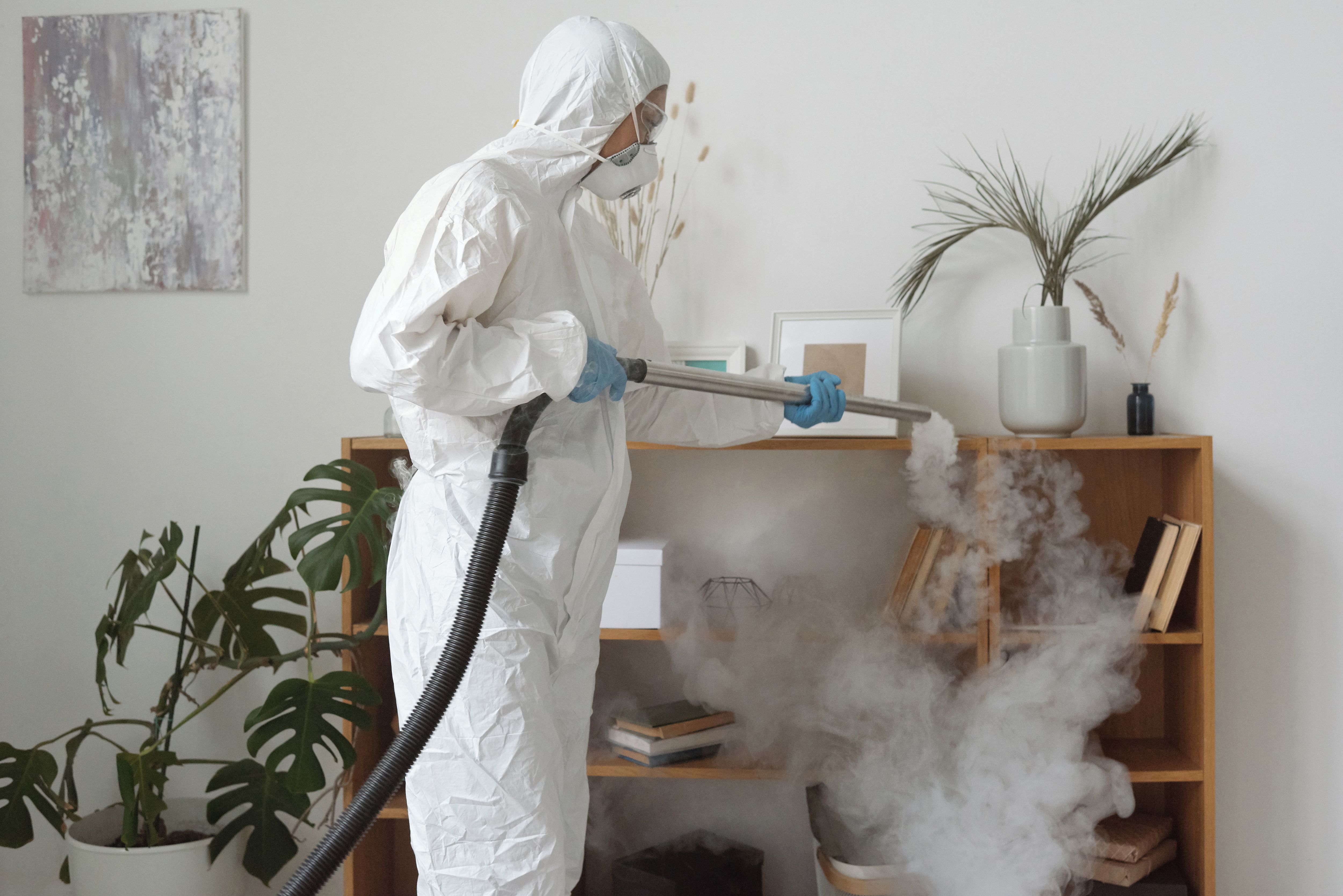 Remediation professional preparing a property for safe cleanup
