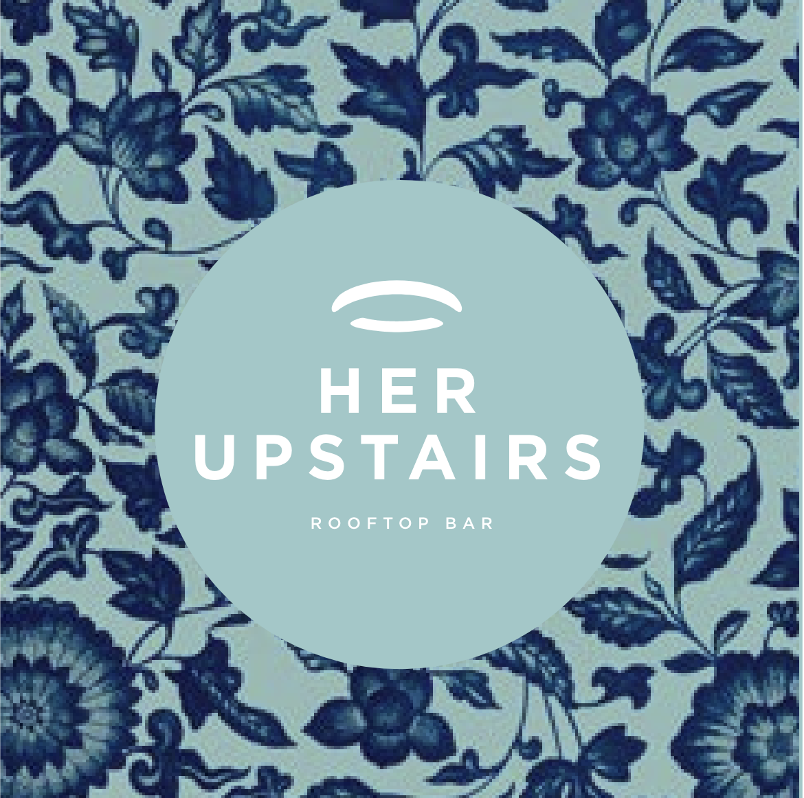 Wallpaper illustration with Her Upstairs logo