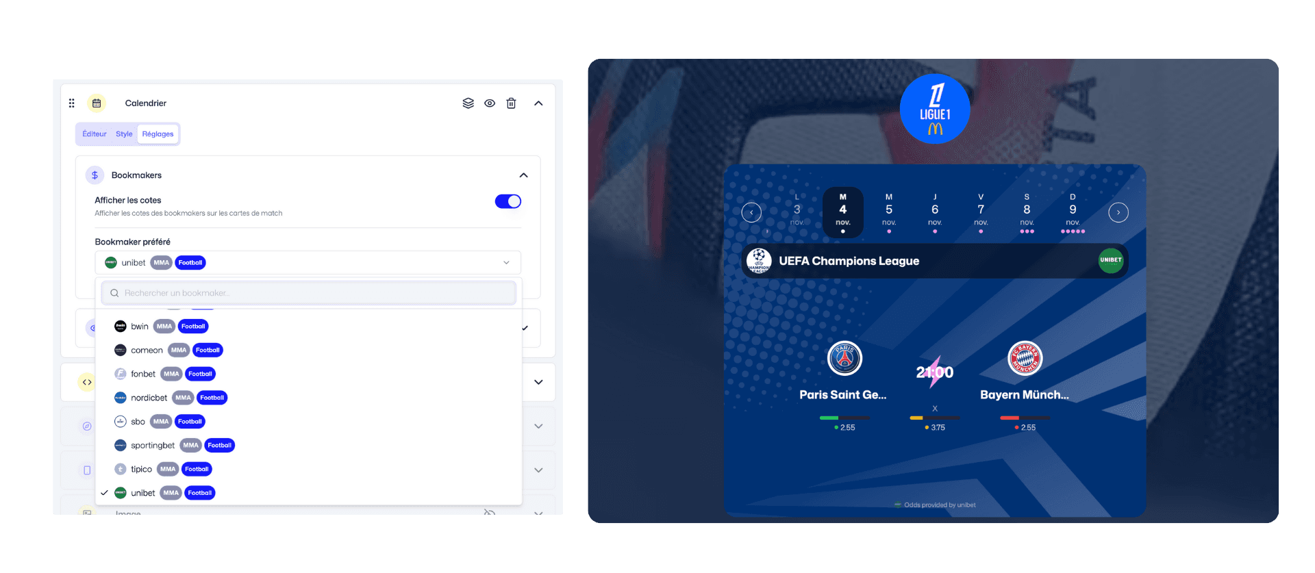 Calendar and Bookmakers