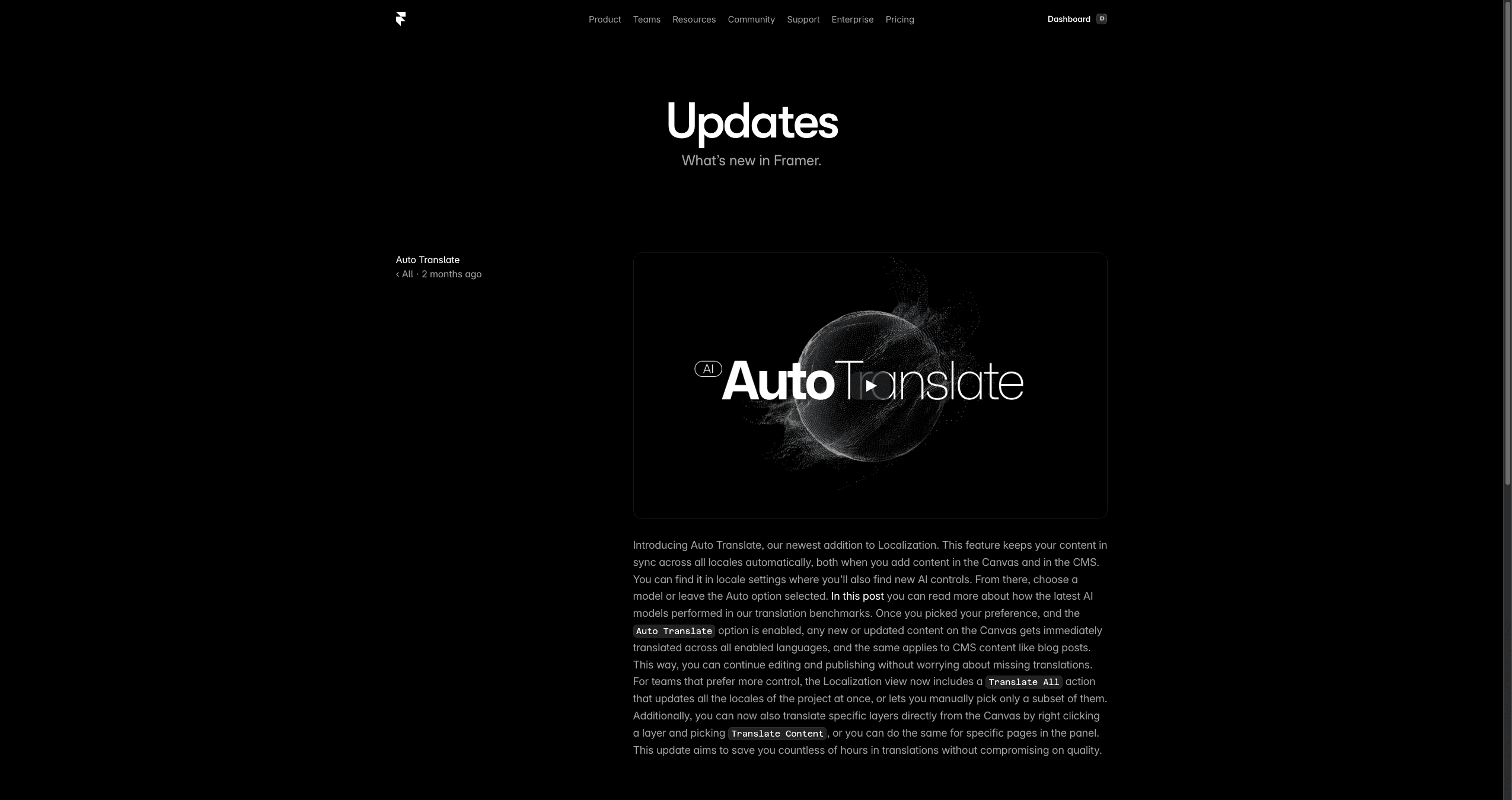 Framer Translate Latest Update