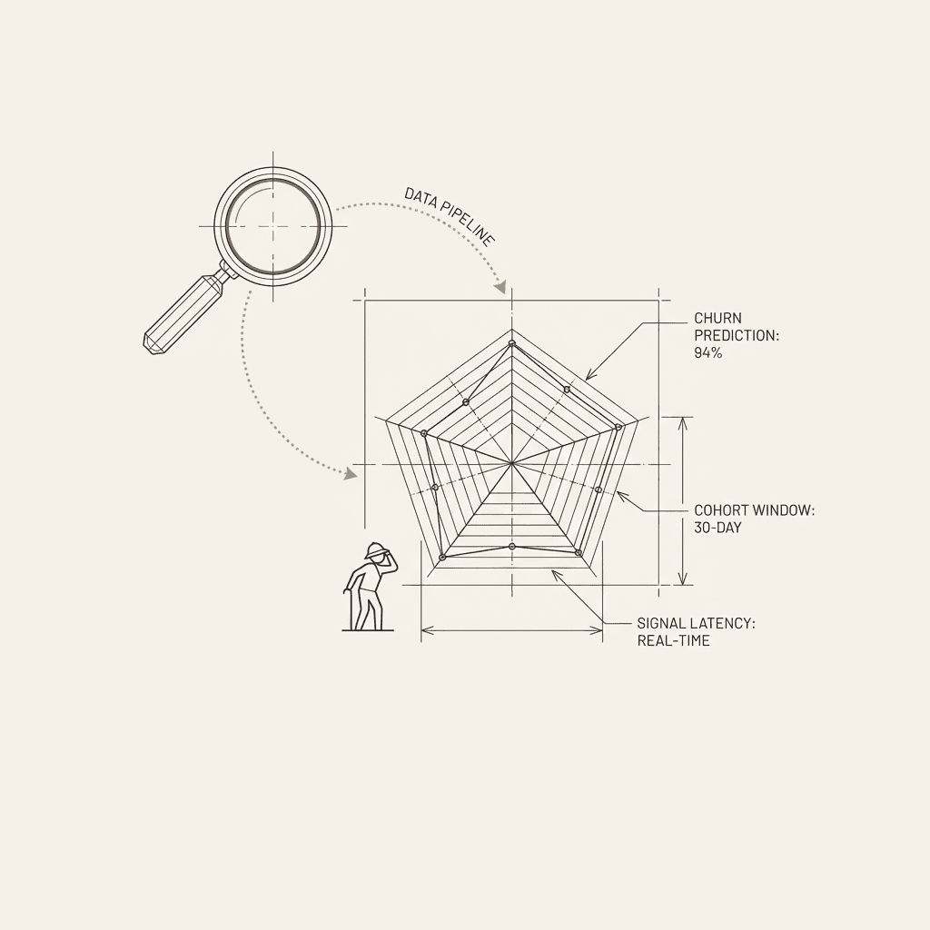 Mystical observatory tower with glowing data streams