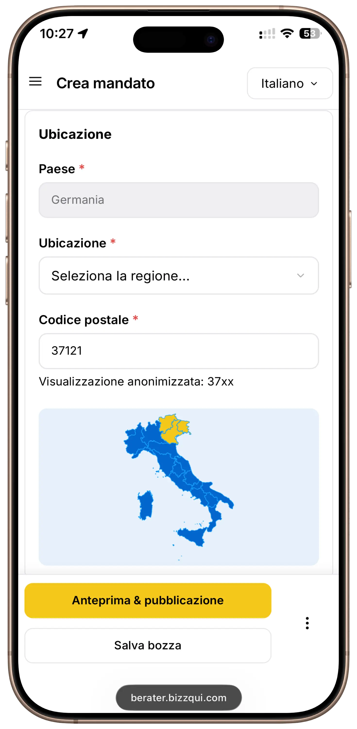 Portale consulenti BIZZqui su smartphone: gestire mandati di successione in mobilità e raggiungere acquirenti per cessioni aziendali in viaggio