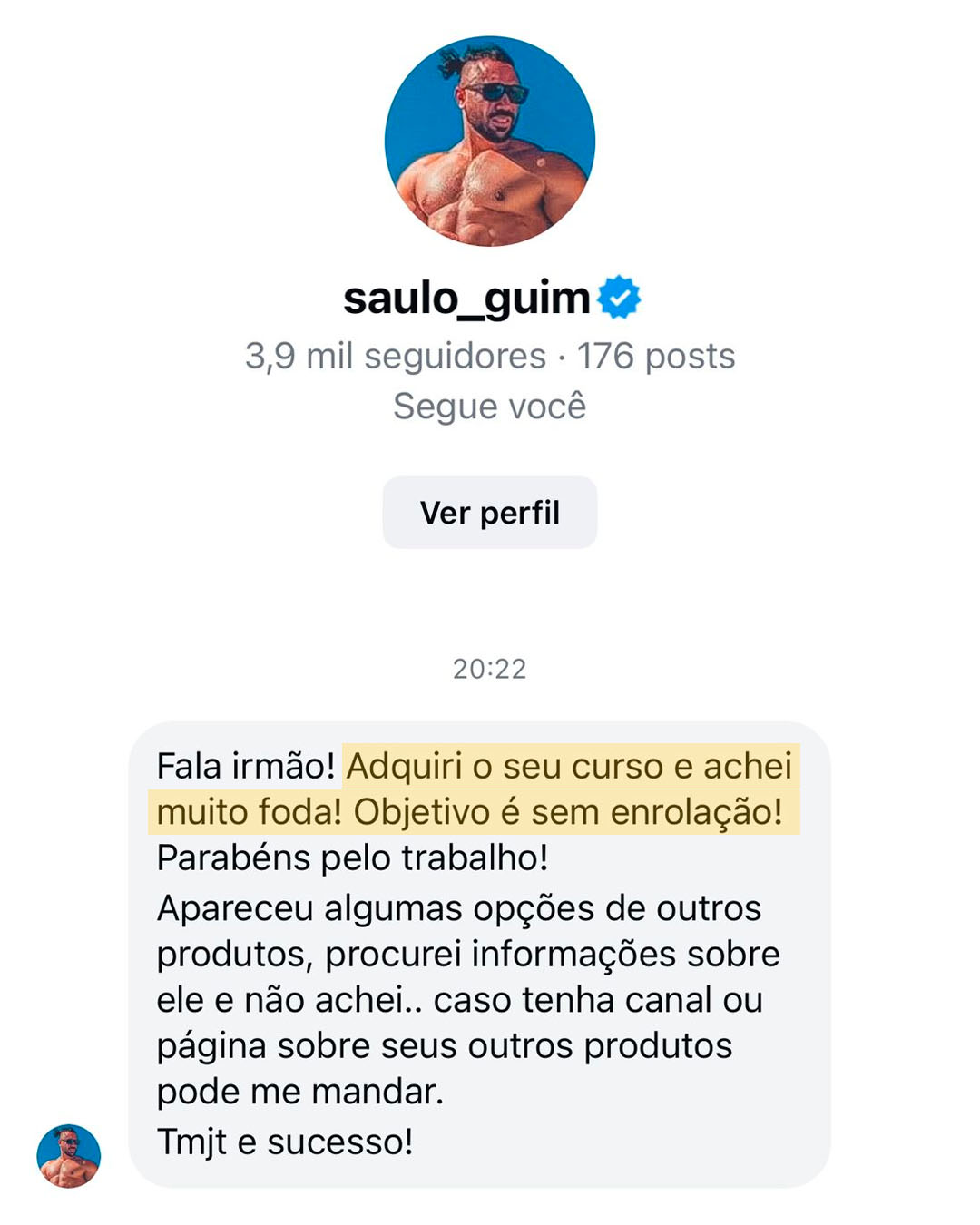 Depoimento de aluno