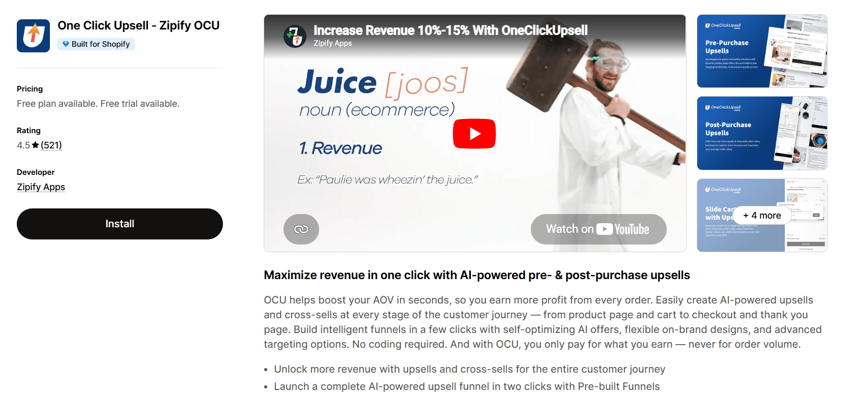 One Click Upsell - Zipify OCU on the Shopify App Store