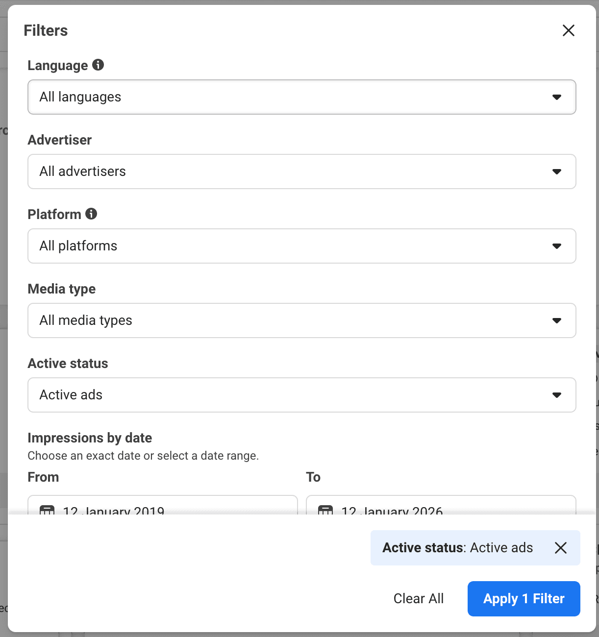 Apply available filters