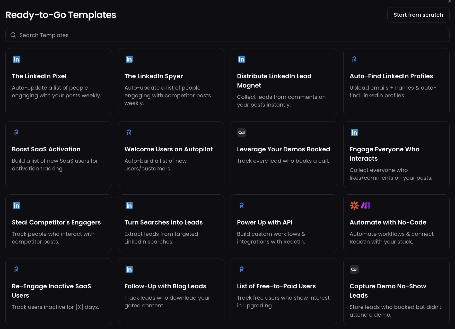 Some of ReactIn's Smartlists