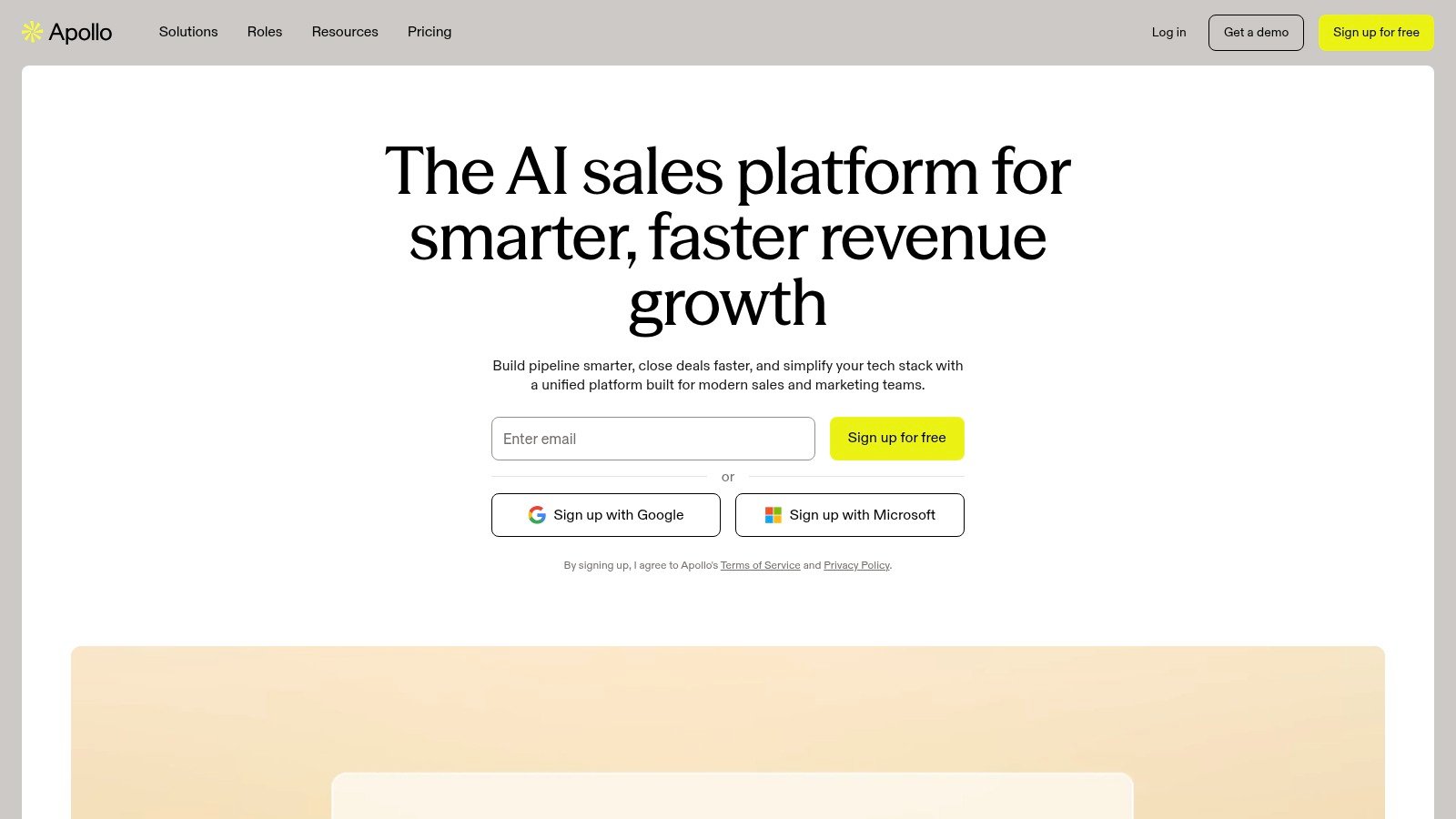 Apollo.io homepage screenshot
